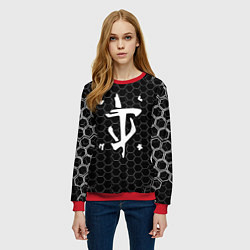 Свитшот женский Doom соты текстура, цвет: 3D-красный — фото 2