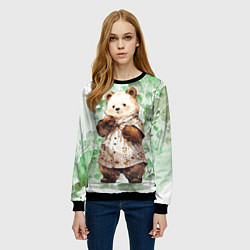 Свитшот женский Акварельный мишка, цвет: 3D-черный — фото 2