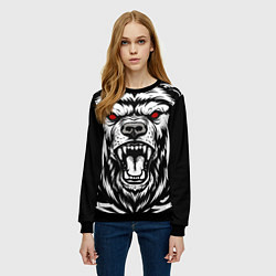 Свитшот женский Яростный медведь, цвет: 3D-черный — фото 2