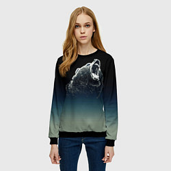 Свитшот женский Бурый в гневе - градиент, цвет: 3D-черный — фото 2