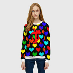 Свитшот женский Doom love pixel pattern, цвет: 3D-белый — фото 2