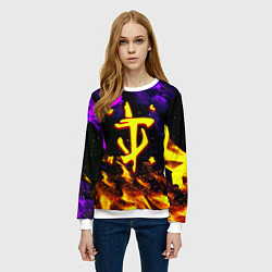 Свитшот женский Doom огненный стиль, цвет: 3D-белый — фото 2