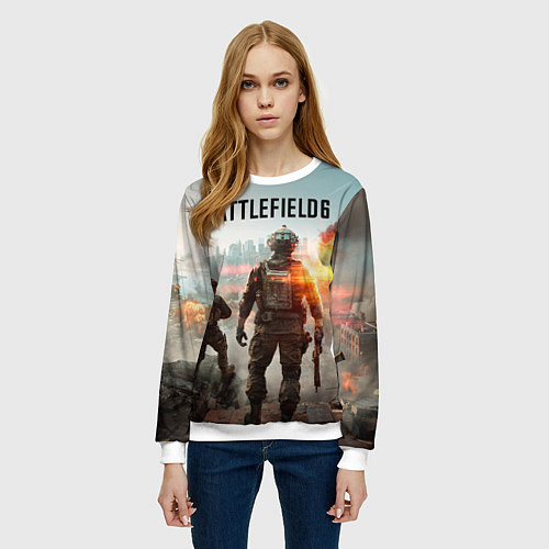 Женский свитшот Солдаты из Battlefield 6 / 3D-Белый – фото 3