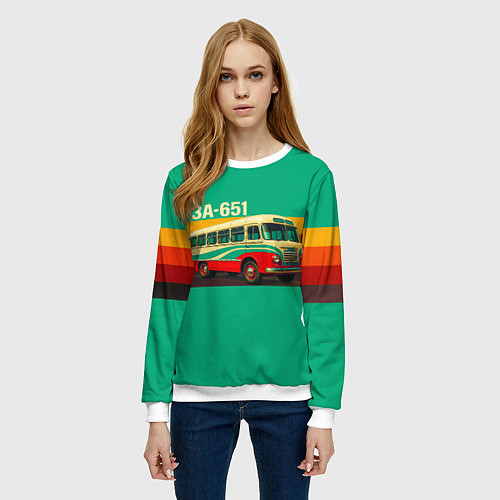Женский свитшот Поп-арт автобус ГЗА-651 / 3D-Белый – фото 3