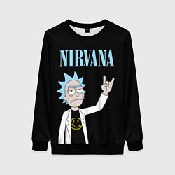 Свитшот женский Нирвана и Рик Санчес из Рик и Морти, цвет: 3D-черный