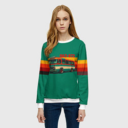 Свитшот женский Ретро автобус ПАЗ-672, цвет: 3D-белый — фото 2