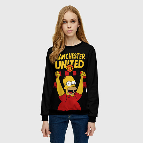 Женский свитшот Манчестер Юнайтед и Гомер Симпсон / 3D-Черный – фото 3