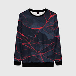 Женский свитшот Мраморные узоры из переплетений красных линий