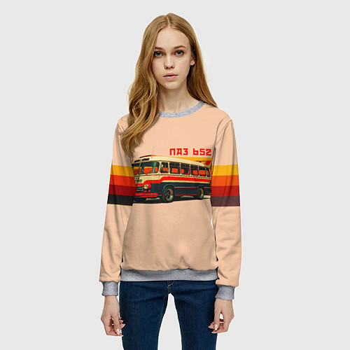 Женский свитшот ПАЗ 652 ретро автобус поп-арт / 3D-Меланж – фото 3