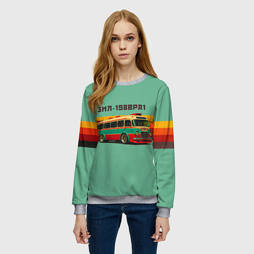 Женский свитшот Ретро автобус ЗИЛ 158ВРА1 поп-арт / 3D-Меланж – фото 3
