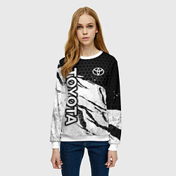Свитшот женский Toyota - черный и белый, цвет: 3D-белый — фото 2