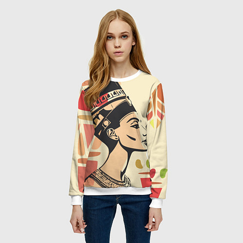 Женский свитшот Нефертити / 3D-Белый – фото 3