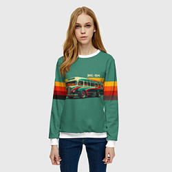 Свитшот женский Ретро автобус ЗИС-154 поп-арт, цвет: 3D-белый — фото 2