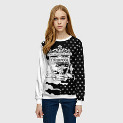 Свитшот женский Liverpool текстура спорт, цвет: 3D-белый — фото 2