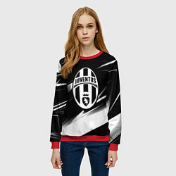 Свитшот женский Juventus geometry stripes black, цвет: 3D-красный — фото 2