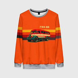 Свитшот женский Ретро автобус ГАЗ-55 поп-арт, цвет: 3D-меланж