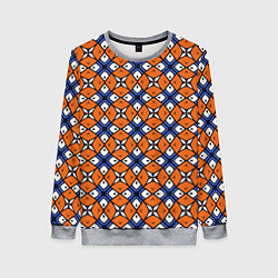 Женский свитшот Узор геометрический сине-оранжевый