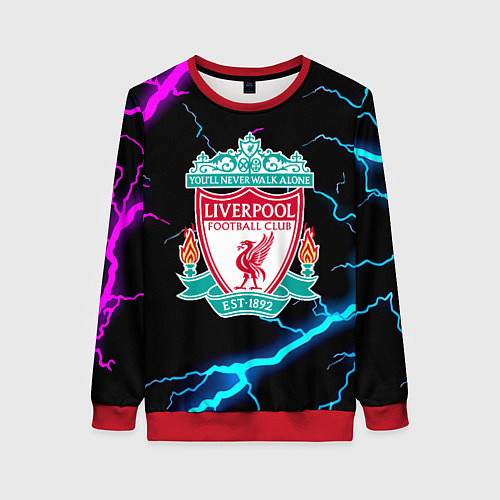 Женский свитшот Liverpool neon storm / 3D-Красный – фото 1