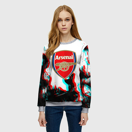Женский свитшот Arsenal огонь глитч / 3D-Меланж – фото 3