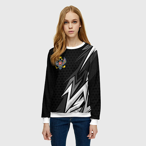 Женский свитшот Российская империя - спортивный / 3D-Белый – фото 3