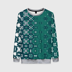 Свитшот женский Изумрудные узоры, цвет: 3D-меланж