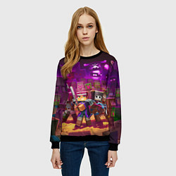 Свитшот женский Майнкрафт - герои в окружении, цвет: 3D-черный — фото 2