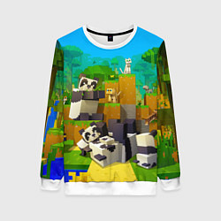 Свитшот женский Майнкрафт - панды, цвет: 3D-белый