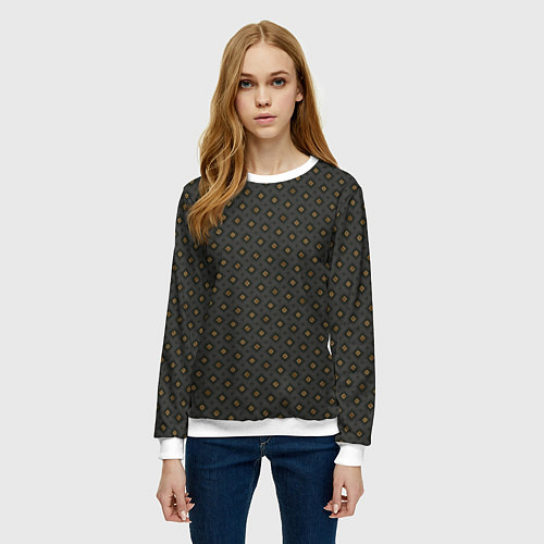 Женский свитшот Ромбы на сером / 3D-Белый – фото 3