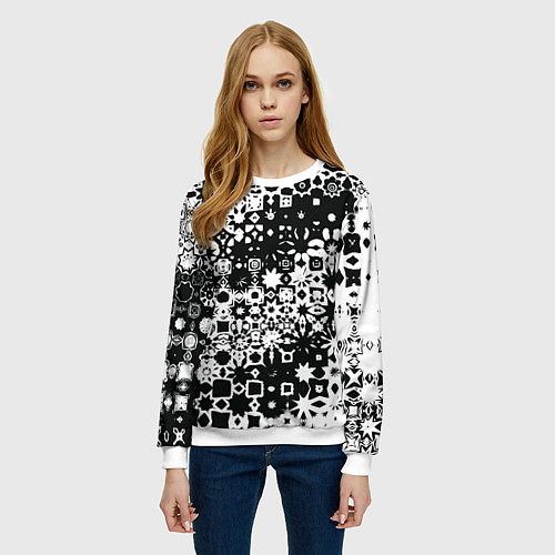 Женский свитшот Черно-белая метаморфоза / 3D-Белый – фото 3