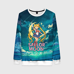 Свитшот женский Sailor Moon на фоне неба, цвет: 3D-белый