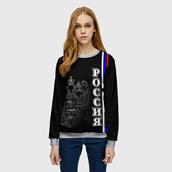 Свитшот женский Герб России и флаг на груди, цвет: 3D-меланж — фото 2