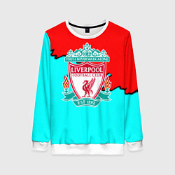 Свитшот женский Liverpool краски текстура штрихи, цвет: 3D-белый