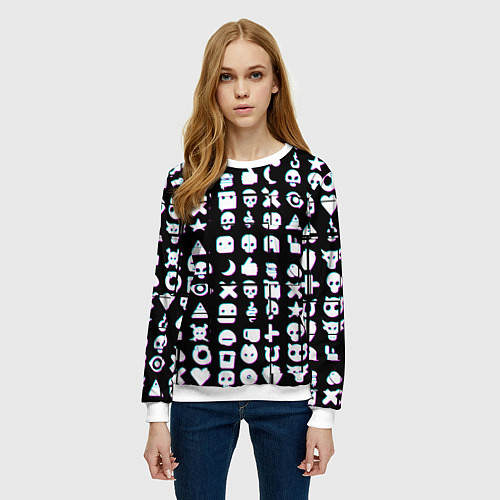 Женский свитшот Любовь смерть и роботы глитч / 3D-Белый – фото 3