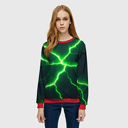 Свитшот женский Зеленый неон из плит, цвет: 3D-красный — фото 2
