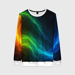 Свитшот женский Разноцветный огонь абстракция, цвет: 3D-белый