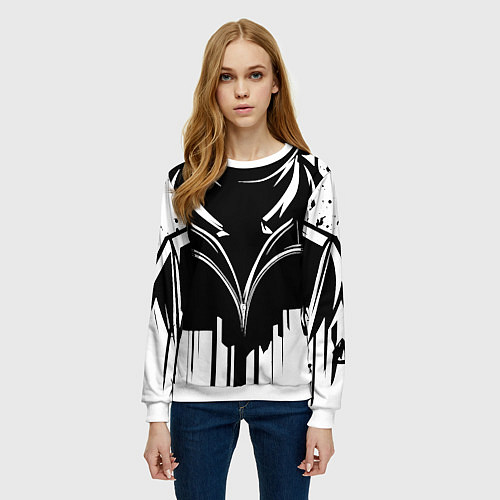 Женский свитшот Авиатор черный / 3D-Белый – фото 3