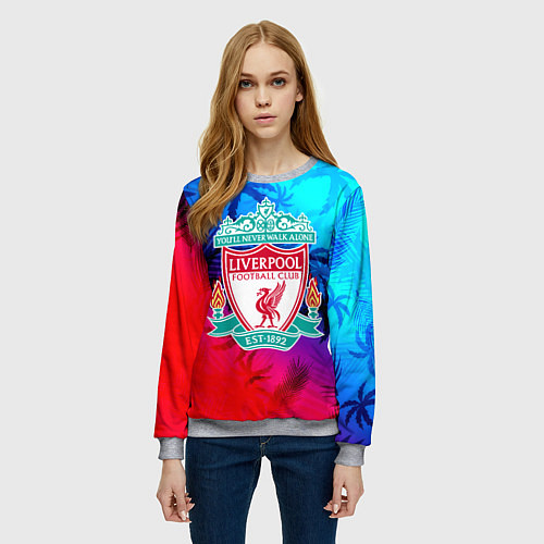 Женский свитшот Liverpool неоновые тропики / 3D-Меланж – фото 3