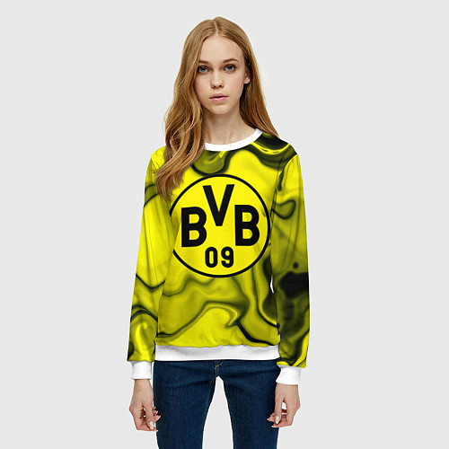 Женский свитшот Фк Боруссия Дортмунд / 3D-Белый – фото 3