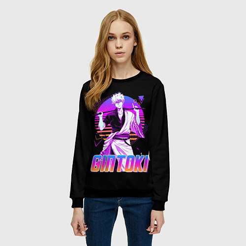Женский свитшот Гинтама ретро / 3D-Черный – фото 3