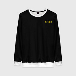 Свитшот женский Симъ победиши черно-оранжевый арт, цвет: 3D-белый