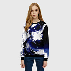 Свитшот женский Чёрно-фиолетовый абстракция волна, цвет: 3D-черный — фото 2