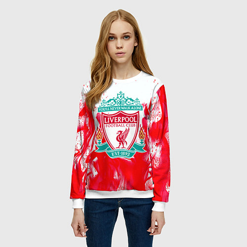 Женский свитшот Liverpool розовый огонь / 3D-Белый – фото 3