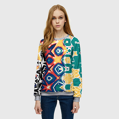 Женский свитшот Метаморфоза цвета и узора / 3D-Меланж – фото 3
