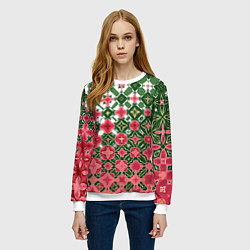Свитшот женский Розово-зеленая метаморфоза, цвет: 3D-белый — фото 2