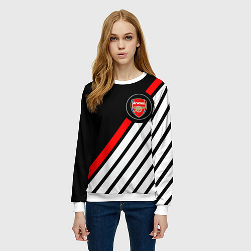 Женский свитшот Арсенал геометрия полосы / 3D-Белый – фото 3
