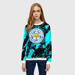 Свитшот женский Лестер сити голубые краски, цвет: 3D-белый — фото 2