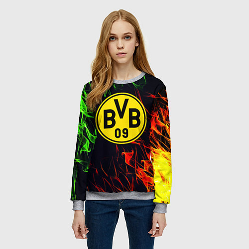 Женский свитшот Borussia flame toxic / 3D-Меланж – фото 3