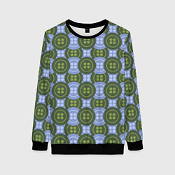 Свитшот женский Зеленые и синие пуговицы, цвет: 3D-черный