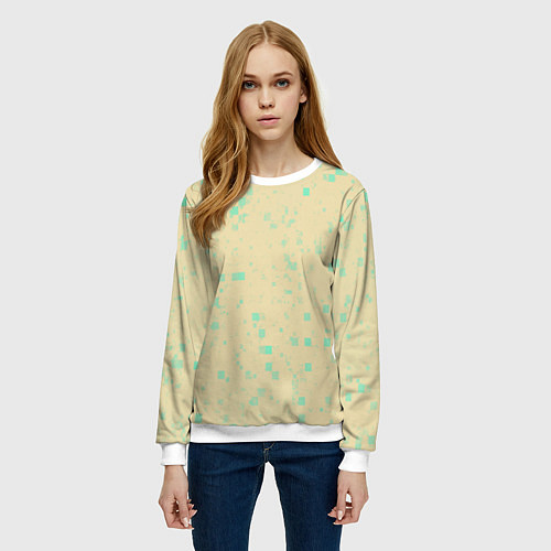 Женский свитшот Color beige turquoise / 3D-Белый – фото 3