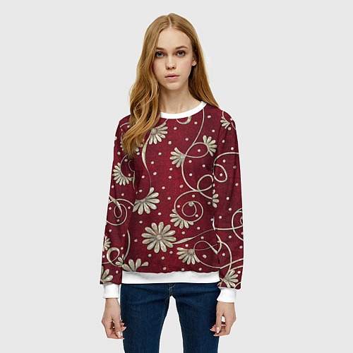 Женский свитшот Красный бархат / 3D-Белый – фото 3